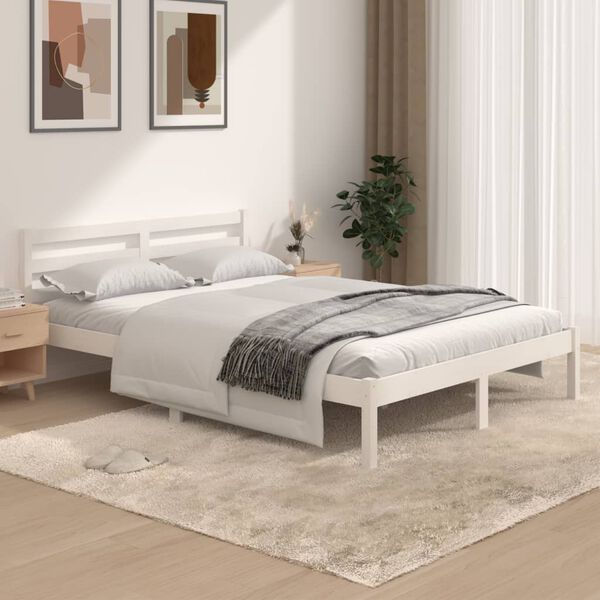 vidaXL Estructura de cama doble sin colch&oacute;n blanco 135x190 cm