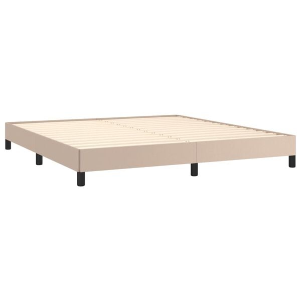 vidaXL Cama box spring con colch&oacute;n cuero sint&eacute;tico capuchino 180x200cm