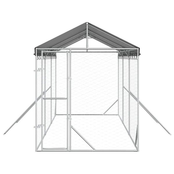 vidaXL Perrera de exterior con toldo acero galvanizado plata 2x6x2,5 m