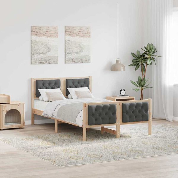 vidaXL Estructura de cama con cabecera Gris oscuro 120 x 190 cm tela