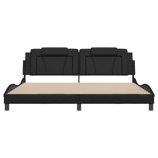 vidaXL Estructura de cama Viana sin colch&oacute;n cuero sint&eacute;tico negro 200x200 cm