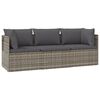 vidaXL Set de muebles de jard&iacute;n 3 pzas y cojines rat&aacute;n sint&eacute;tico gris