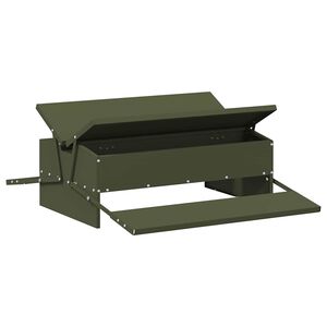 vidaXL Comedero de Pedal para Pollos Verde Oliva 75 x 53 x 20,5 cm