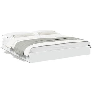 vidaXL Estructura cama con cajones madera ingenier&iacute;a blanca 200x200 cm