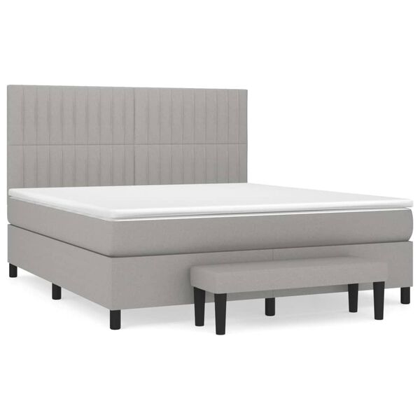 vidaXL Cama box spring con colch&oacute;n tela gris claro 180x200 cm