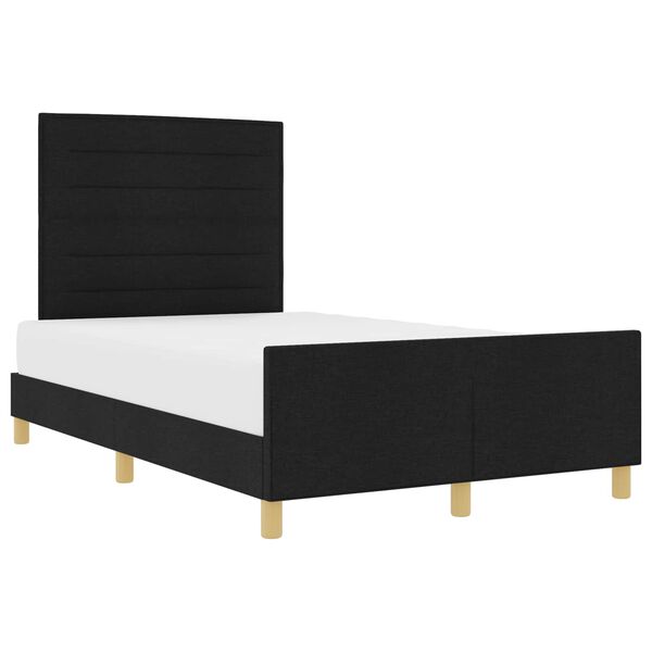vidaXL Estructura de cama con cabecera Negro 140 x 190 cm tela