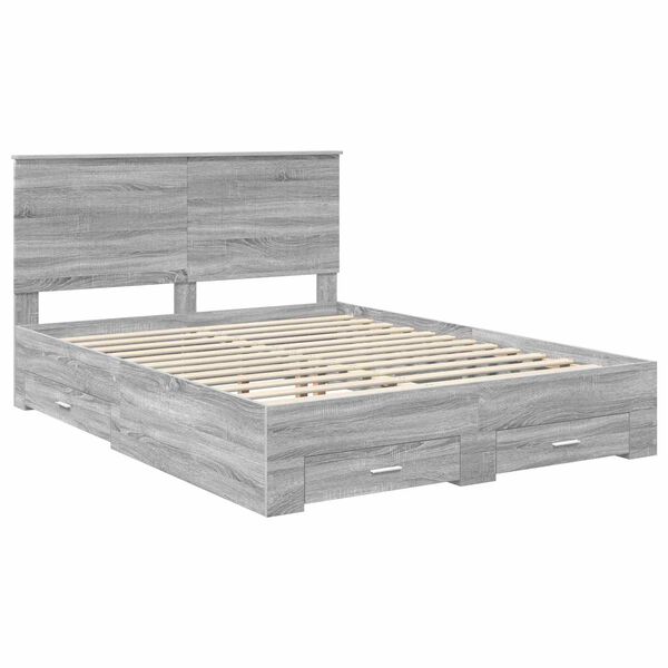 vidaXL Estructura de cama con cabecera Gris Sonoma 150 x 200 cm