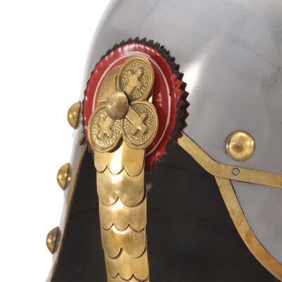 vidaXL Réplica de casco de soldado prusiano LARP acero plateado