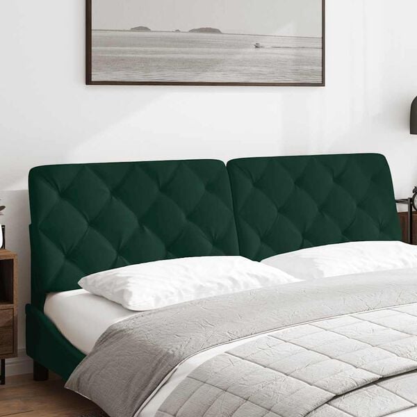 vidaXL Cabecero de cama acolchado terciopelo verde oscuro 180 cm