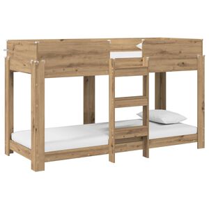 vidaXL Cama Litera para Ni&ntilde;os con colch&oacute;n Roble artesanal 75 x 190 cm