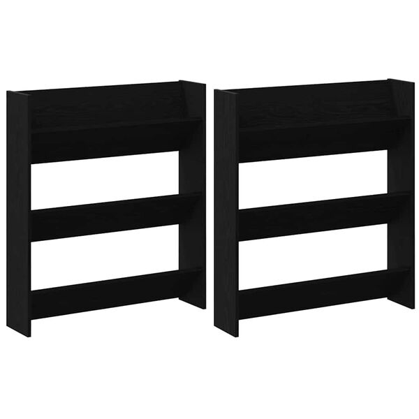 vidaXL Armario Zapatero con estante 2 pcs Roble Negro 85 x 18 x 90 cm