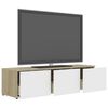 vidaXL Mueble para TV madera contrachapada blanco y roble 120x34x30 cm