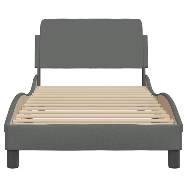 vidaXL Estructura de cama Dover tela gris oscuro 90x190 cm