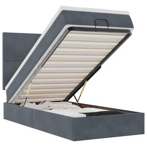 vidaXL Estructura cama otomana colchones gris oscuro 90x190cm