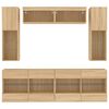 vidaXL Muebles de TV de pared con luces LED 6 piezas roble sonoma