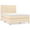 vidaXL Cama box spring con colch&oacute;n tela color crema 140x190 cm
