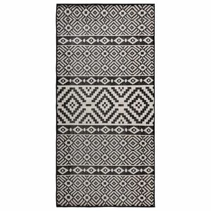 vidaXL Alfombra de exterior de tejido plano rayas negras 80x150 cm