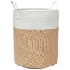 vidaXL Cesta de almacenaje algod&oacute;n marr&oacute;n y blanco &Oslash;38x46 cm