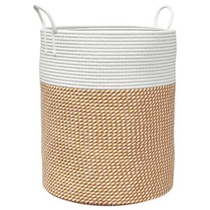 vidaXL Cesta de almacenaje algod&oacute;n marr&oacute;n y blanco &Oslash;38x46 cm