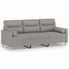 vidaXL Sof&aacute; de 3 plazas con almohadas y cojines tela gris claro 180 cm