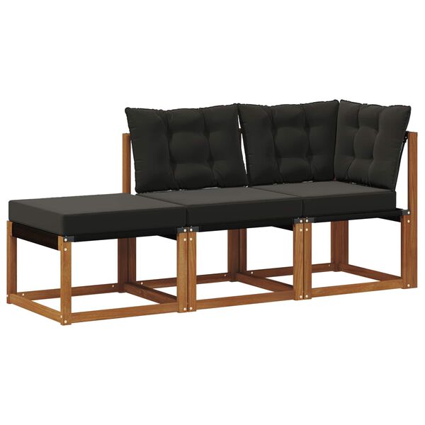 vidaXL Unidades de Sof&aacute; Modular de Exterior con coj&iacute;n 3 Pieza Natural