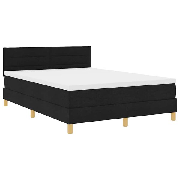 vidaXL Cama Box Spring LED con colch&oacute;n con LED Negro 160 x 200 cm tela