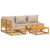 vidaXL Set muebles de jard&iacute;n 5 pzas madera maciza y cojines gris taup&eacute;