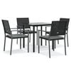 vidaXL Juego comedor jard&iacute;n 5 piezas y cojines rat&aacute;n sint&eacute;tico y acero