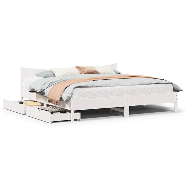vidaXL Estructura de cama con cajones madera maciza de pino 200x200 cm
