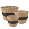 vidaXL 3 uds. Natural y negro &Oslash;26 x 19 cm 100% Hierba marina