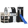 vidaXL Cortinas para cama alta con t&uacute;nel y torre blanco y negro