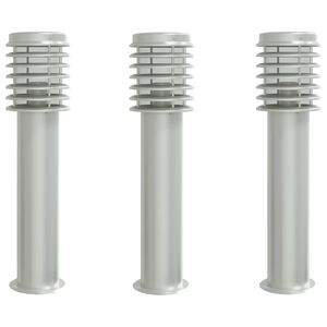 vidaXL L&aacute;mparas de suelo de exterior 3 unidades acero inoxidable 60 cm