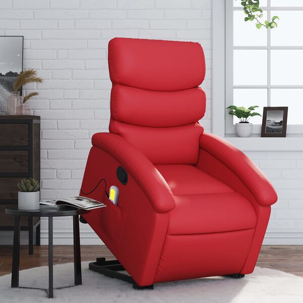 vidaXL Sill&oacute;n reclinable de masaje de pie cuero artificial rojo