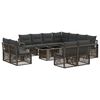 vidaXL Conjunto de sof&aacute;s de jard&iacute;n 12 uds. Gris y Gris Oscuro
