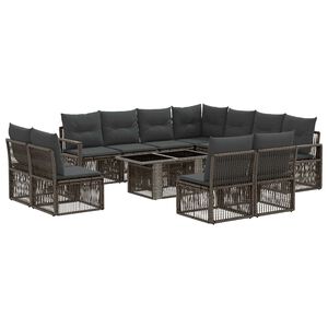 vidaXL Conjunto de sof&aacute;s de jard&iacute;n 12 uds. Gris y Gris Oscuro