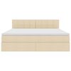 vidaXL Cama con almacenamiento y LED con LED Crema 160 x 200 cm tela