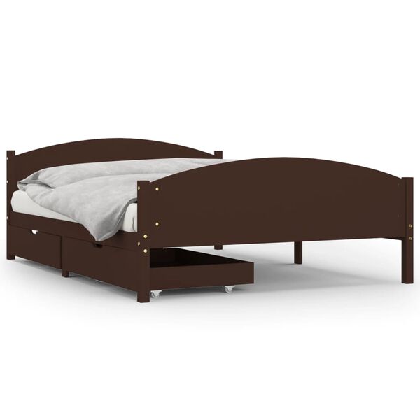 vidaXL Estructura cama 2 cajones madera pino marr&oacute;n oscuro 160x200cm
