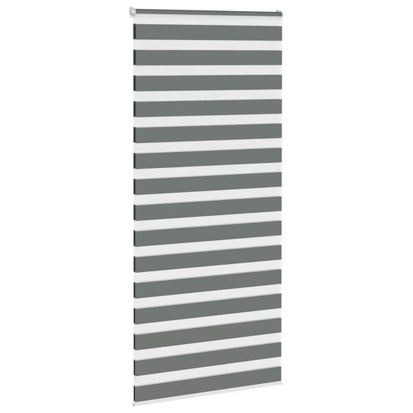 vidaXL Estor cebra gris oscuro tejido ancho 105,9 cm poliéster