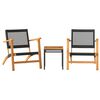vidaXL Juego de bistr&oacute; 3 pzas rat&aacute;n PE negro y madera maciza acacia