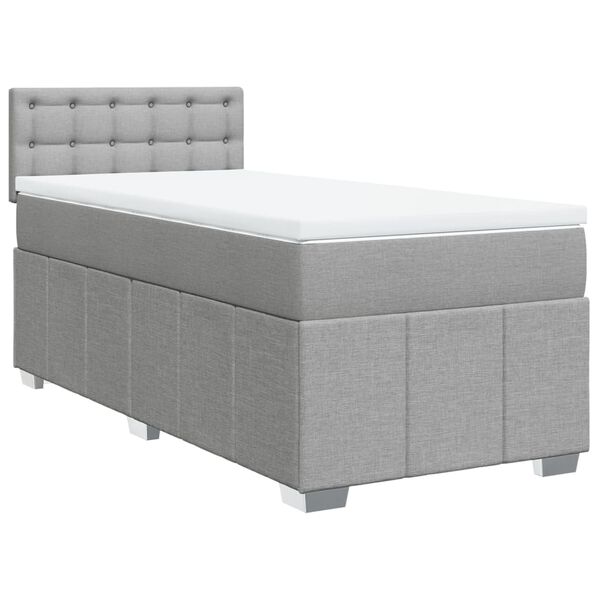 vidaXL Cama box spring con colch&oacute;n tela gris claro 80x200 cm