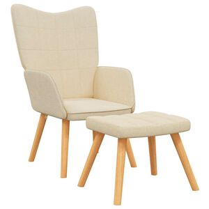 vidaXL Sill&oacute;n de relax con reposapi&eacute;s de tela color crema