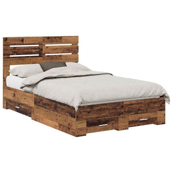 vidaXL Estructura de cama con caj&oacute;n con cabecera Madera contrachapada