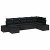 vidaXL Conjunto de sof&aacute; de jard&iacute;n 7 uds. Negro rat&aacute;n sint&eacute;tico