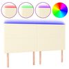 vidaXL Cabecero con luces LED cuero sint&eacute;tico crema 160x5x118/128 cm