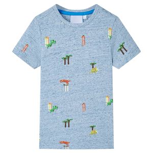 vidaXL Camiseta infantil azul m&eacute;lange 104