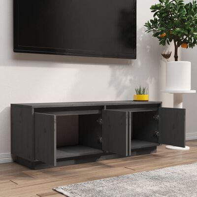vidaXL Mueble de TV de madera maciza de pino gris 110x34x40 cm