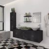 vidaXL Conjunto de muebles de ba&ntilde;o con lavabo y grifo 11 piezas negro