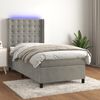 vidaXL Cama box spring colch&oacute;n y LED terciopelo gris claro 100x200 cm