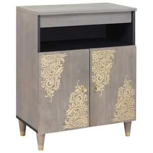 vidaXL Aparador Gris y dorado 60 x 33 x 75 cm Madera de mango maciza