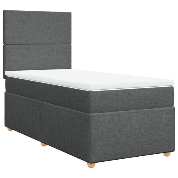 vidaXL Cama box spring con colchón tela gris oscuro 100x200 cm